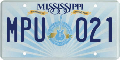 MS license plate MPU021
