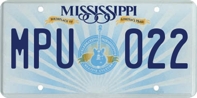 MS license plate MPU022