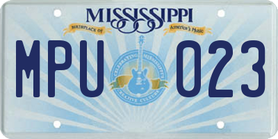 MS license plate MPU023