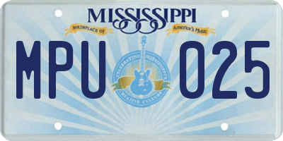 MS license plate MPU025