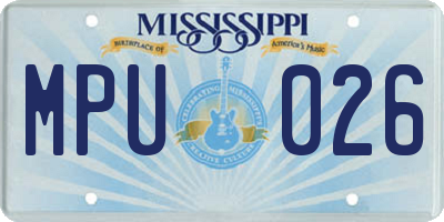 MS license plate MPU026