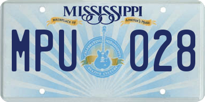 MS license plate MPU028