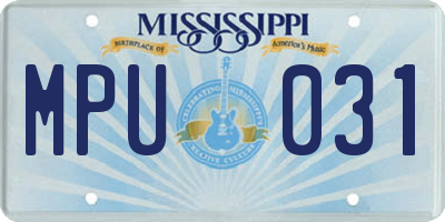 MS license plate MPU031