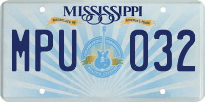 MS license plate MPU032