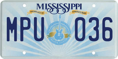 MS license plate MPU036