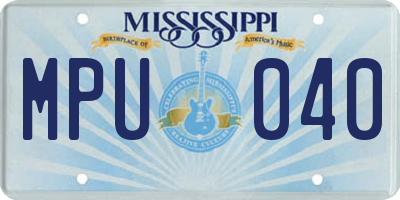 MS license plate MPU040