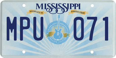 MS license plate MPU071