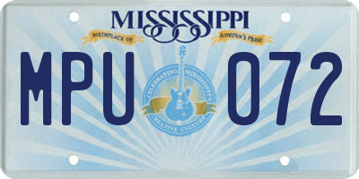 MS license plate MPU072