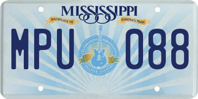 MS license plate MPU088