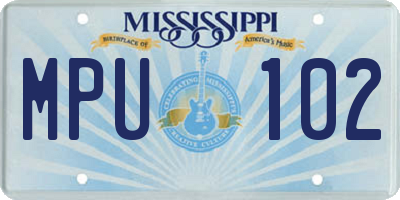MS license plate MPU102