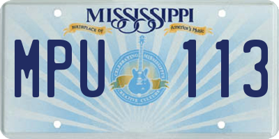 MS license plate MPU113