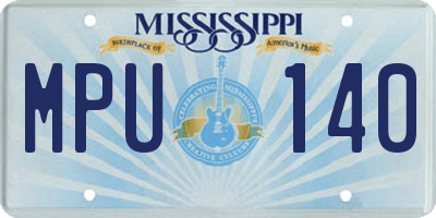 MS license plate MPU140
