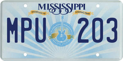 MS license plate MPU203
