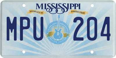 MS license plate MPU204