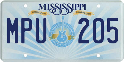 MS license plate MPU205