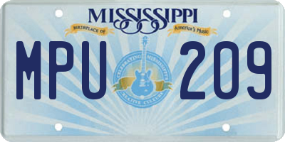 MS license plate MPU209