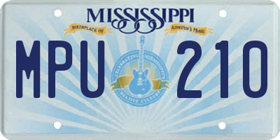 MS license plate MPU210