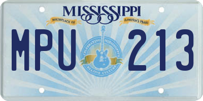 MS license plate MPU213