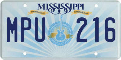 MS license plate MPU216
