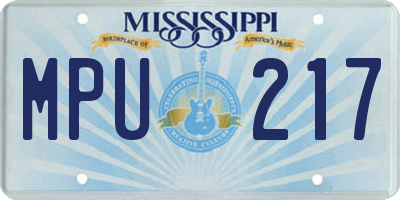 MS license plate MPU217