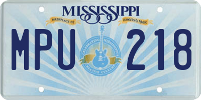 MS license plate MPU218