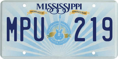 MS license plate MPU219