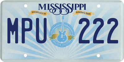 MS license plate MPU222
