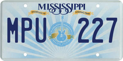 MS license plate MPU227