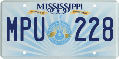 MS license plate MPU228