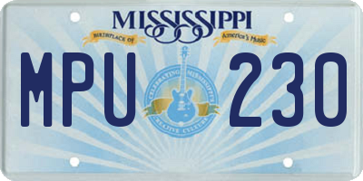 MS license plate MPU230