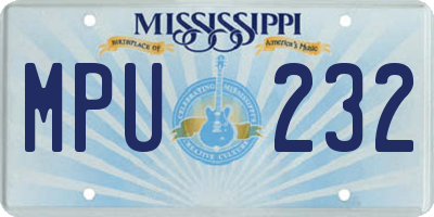 MS license plate MPU232