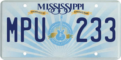 MS license plate MPU233