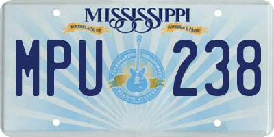 MS license plate MPU238