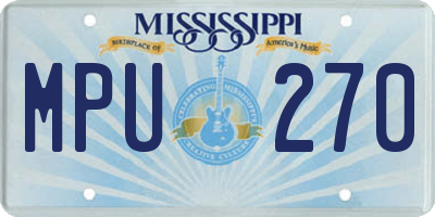 MS license plate MPU270