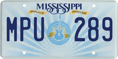 MS license plate MPU289