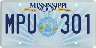 MS license plate MPU301