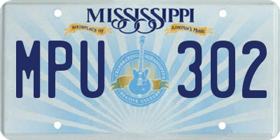 MS license plate MPU302