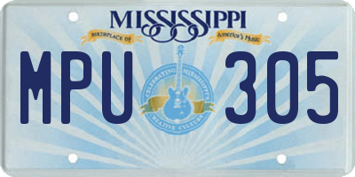 MS license plate MPU305