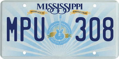 MS license plate MPU308