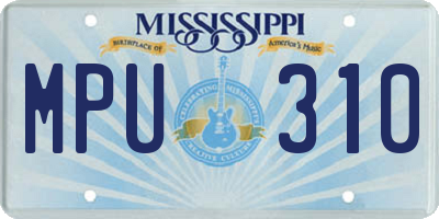 MS license plate MPU310
