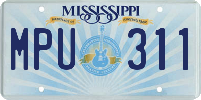 MS license plate MPU311