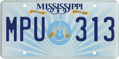 MS license plate MPU313