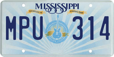 MS license plate MPU314