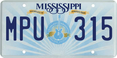 MS license plate MPU315
