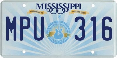 MS license plate MPU316