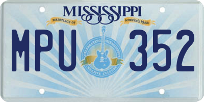 MS license plate MPU352