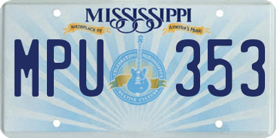 MS license plate MPU353