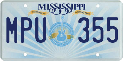 MS license plate MPU355