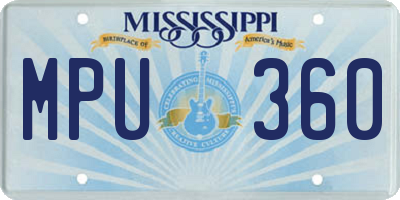 MS license plate MPU360
