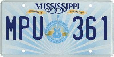 MS license plate MPU361